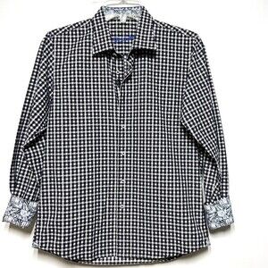 Robert Graham Boys' Hobson Sport Cotton Shirt  in Black and White L 14-16 NWOT